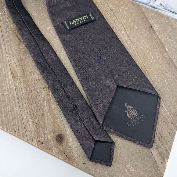 Lavin Paris men's necktie in Brown silk with flower motif - Picture 5 of 6